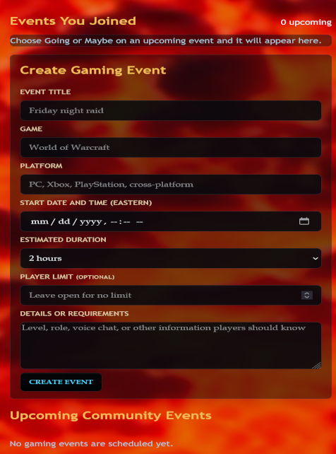 Snapshot for Game Events